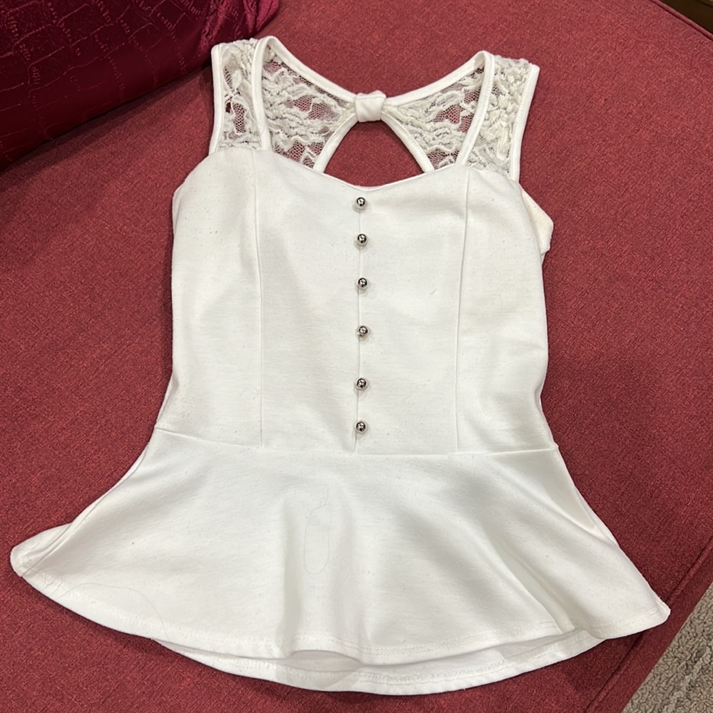 White peplum lace top